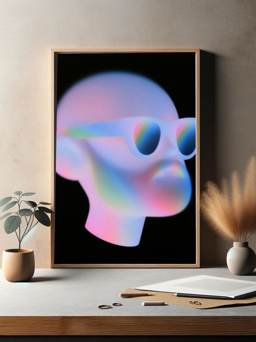 Rainbow 3D Head Illustration Poster. — room view 2