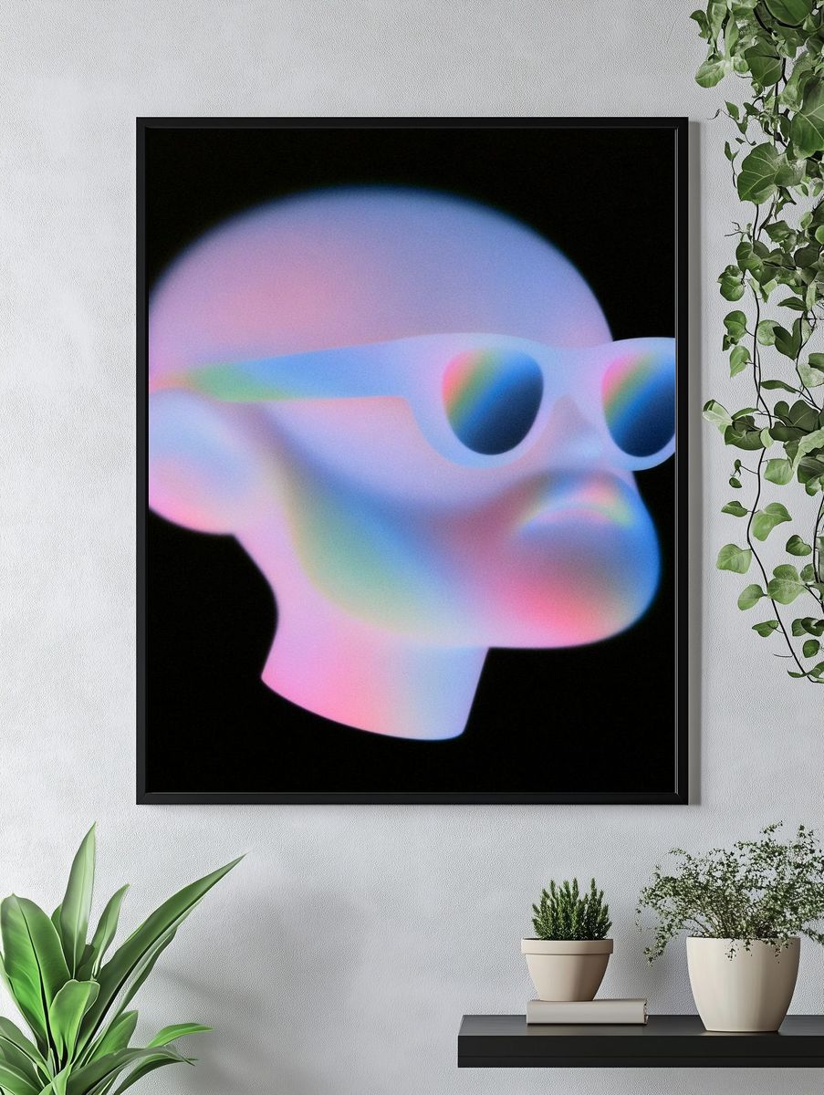 Rainbow 3D Head Illustration Poster. — room view 4