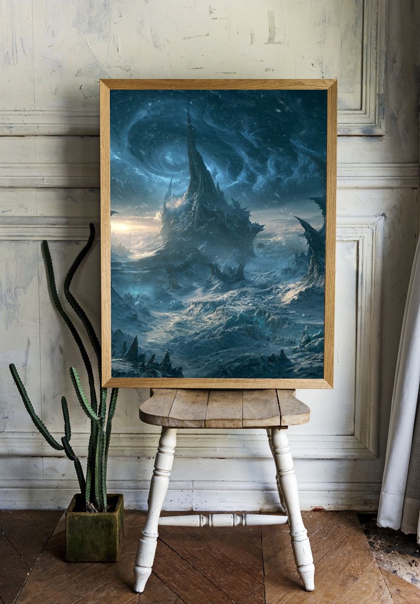 Frozen Alien Landscape Fantasy Print. room preview