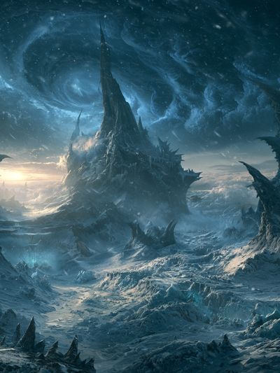 Frozen Alien Landscape Fantasy Print. poster