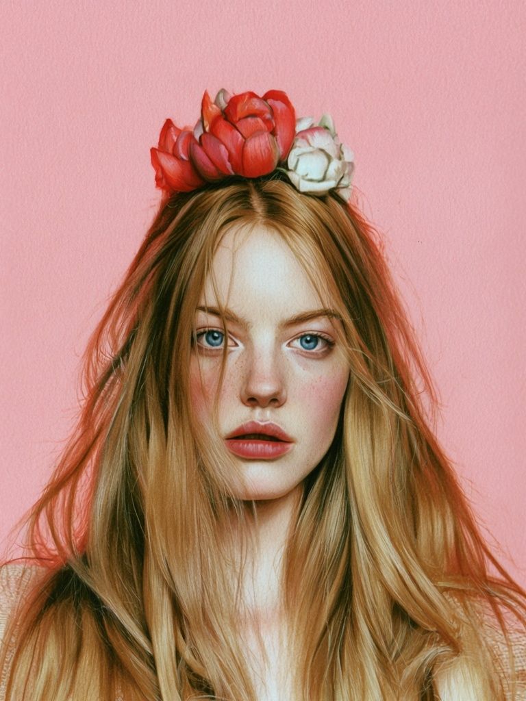 Floral Portrait Illustration Print. poster detail