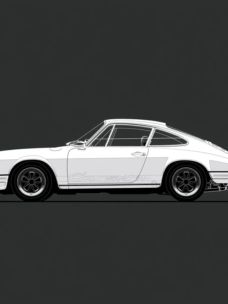 Porsche 911 Carrera Side Profile Print. poster — illustration art