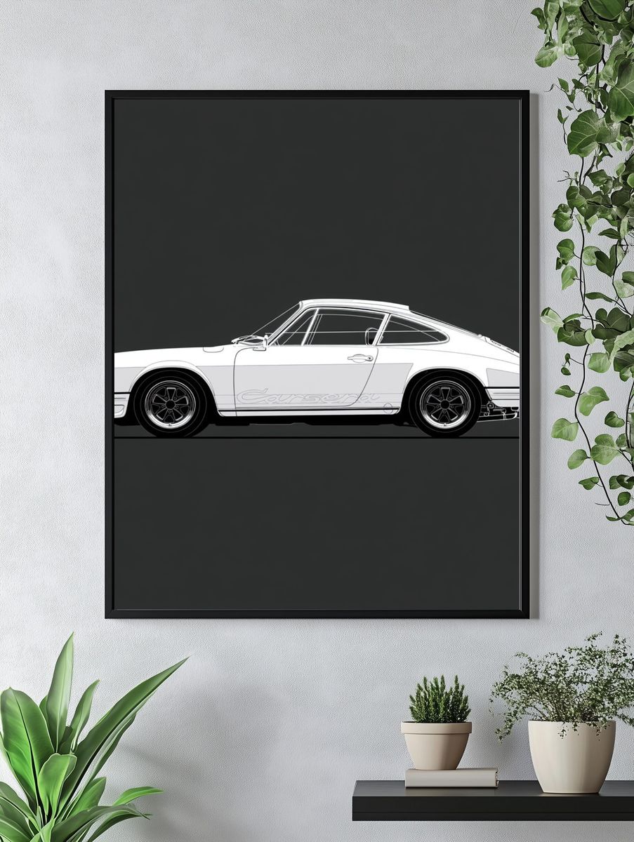 Porsche 911 Carrera Side Profile Print. — room view 4