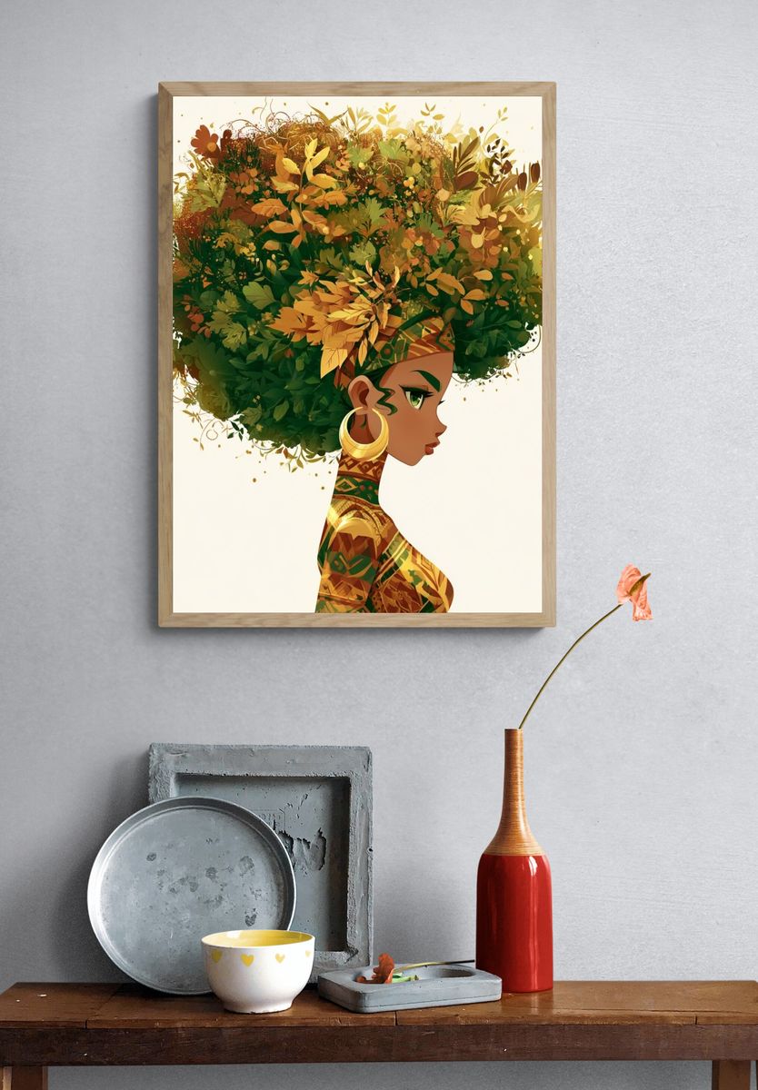 Afro Botanical Portrait Print. — room view 3