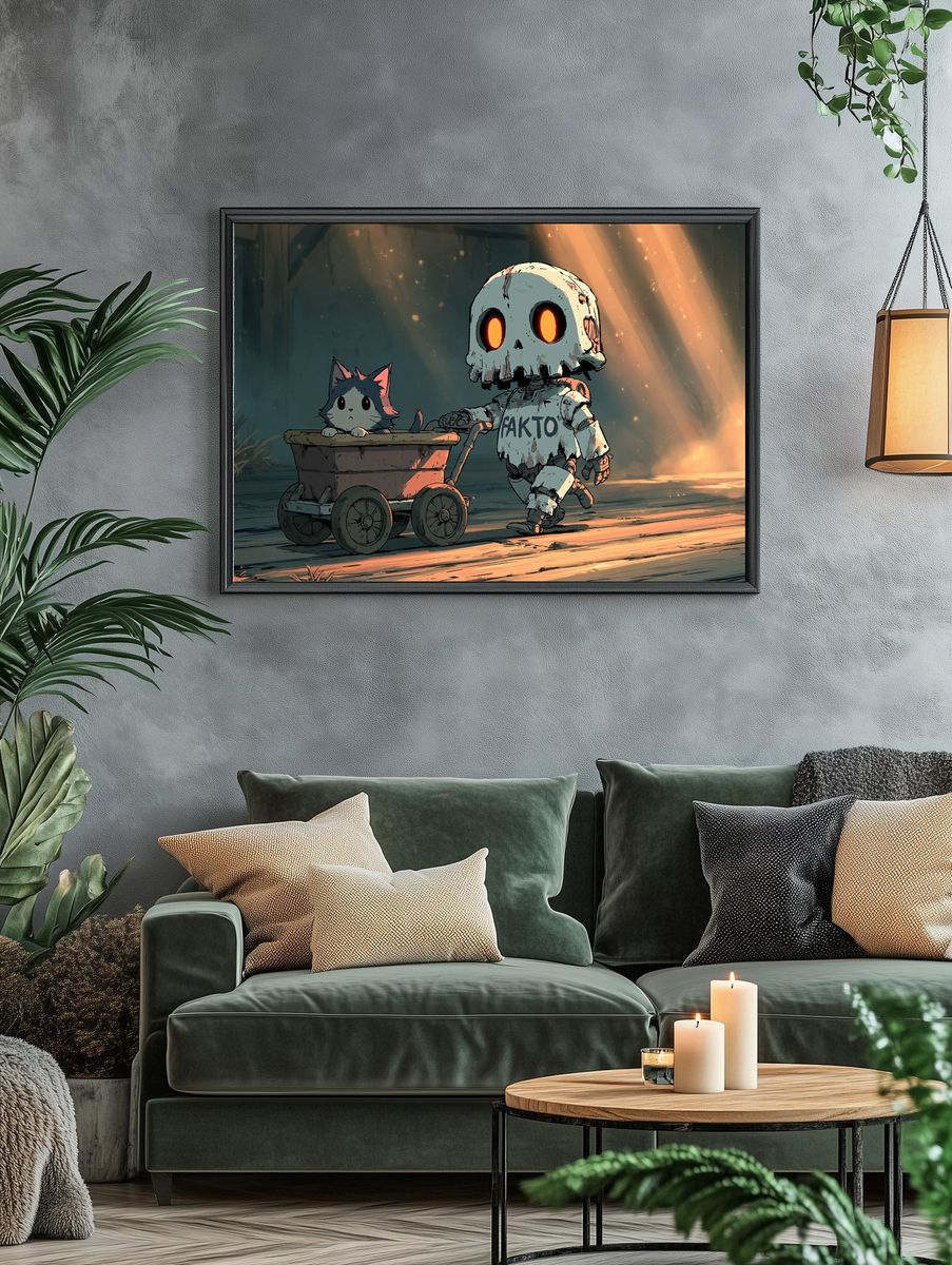 Robot and Cat Adventure Print. — room view 4