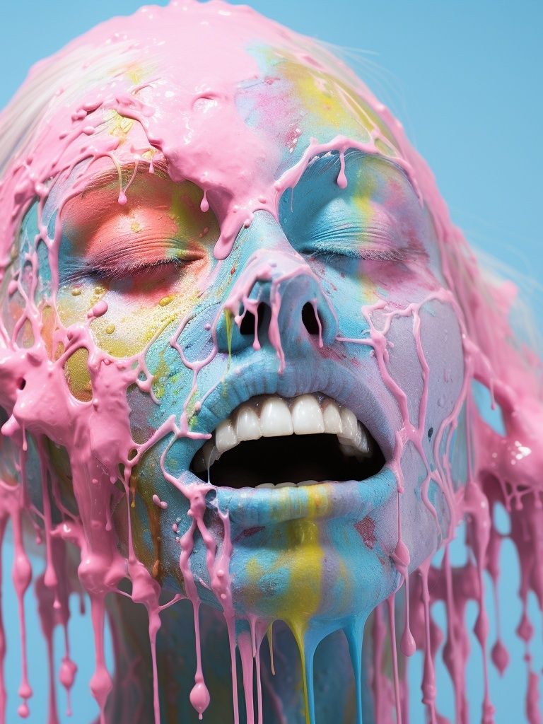 Pastel Drip Face Illustration Print. poster detail