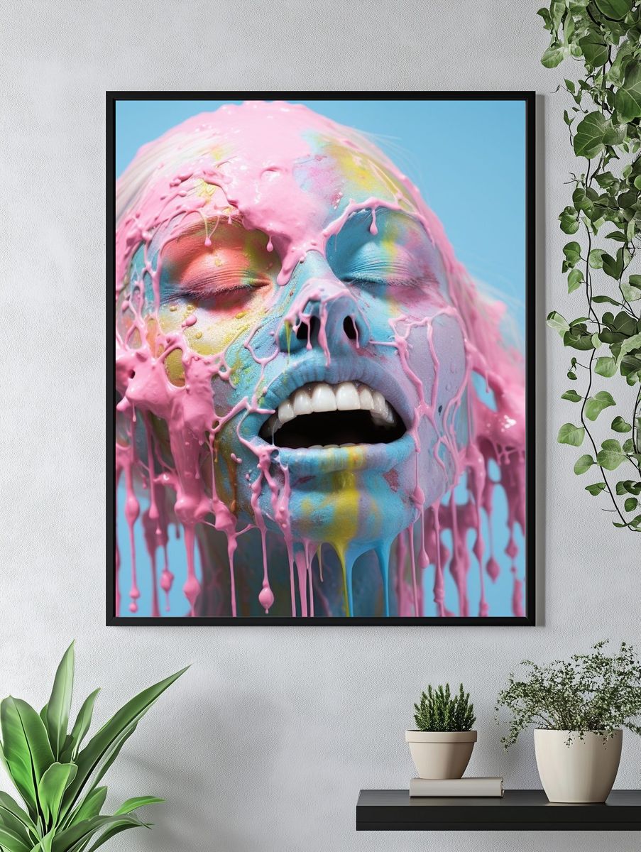 Pastel Drip Face Illustration Print. — room view 4