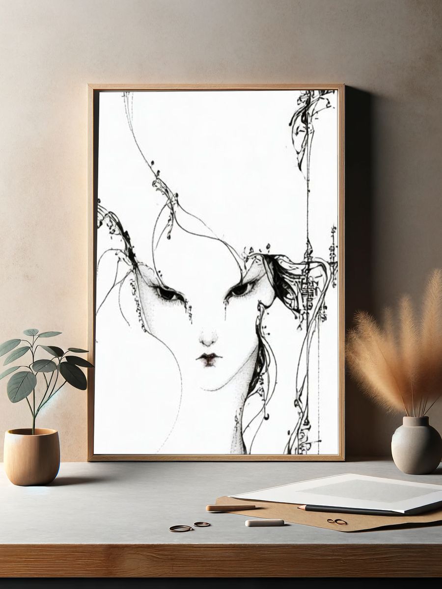 Surreal Ink Face Poster. — room view 2