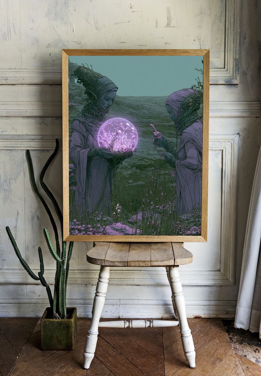 Mystic Garden Figures Illustration Poster. room preview