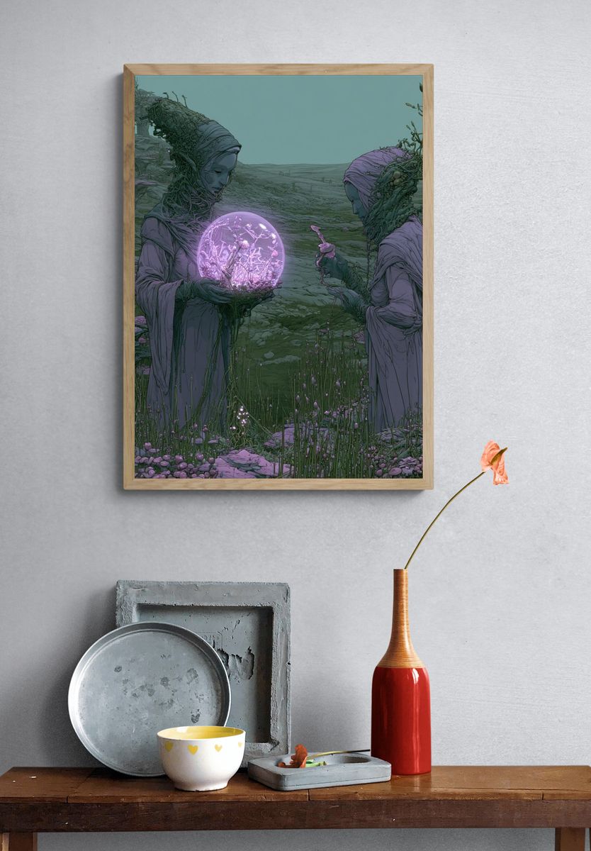 Mystic Garden Figures Illustration Poster. — room view 3