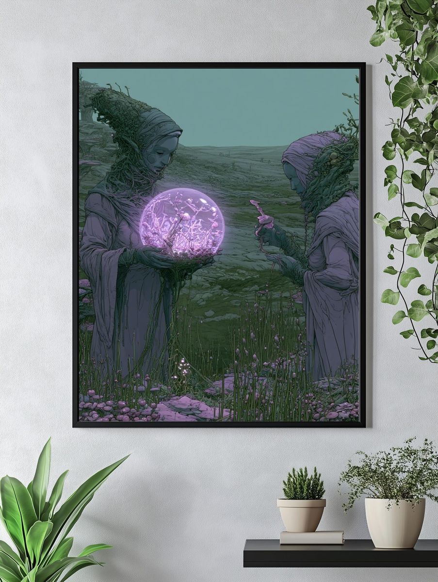 Mystic Garden Figures Illustration Poster. — room view 4