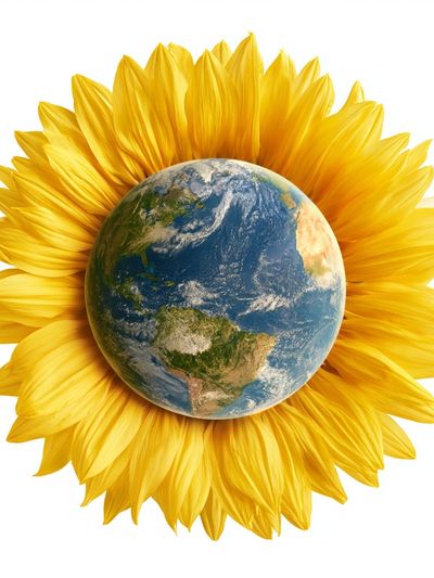 Earth Sunflower Illustration Poster.