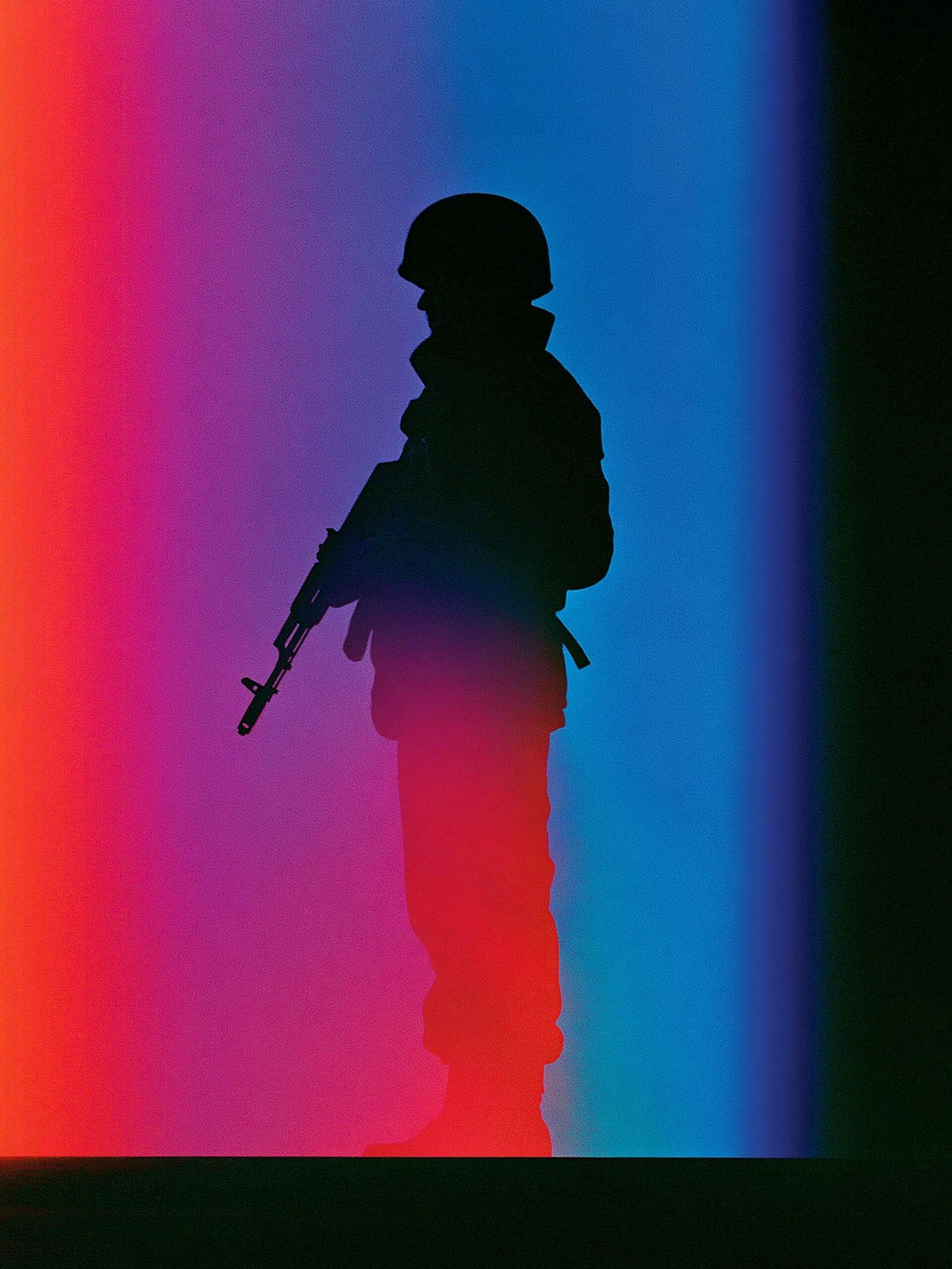 Soldier Silhouette Neon Poster. poster — illustration art
