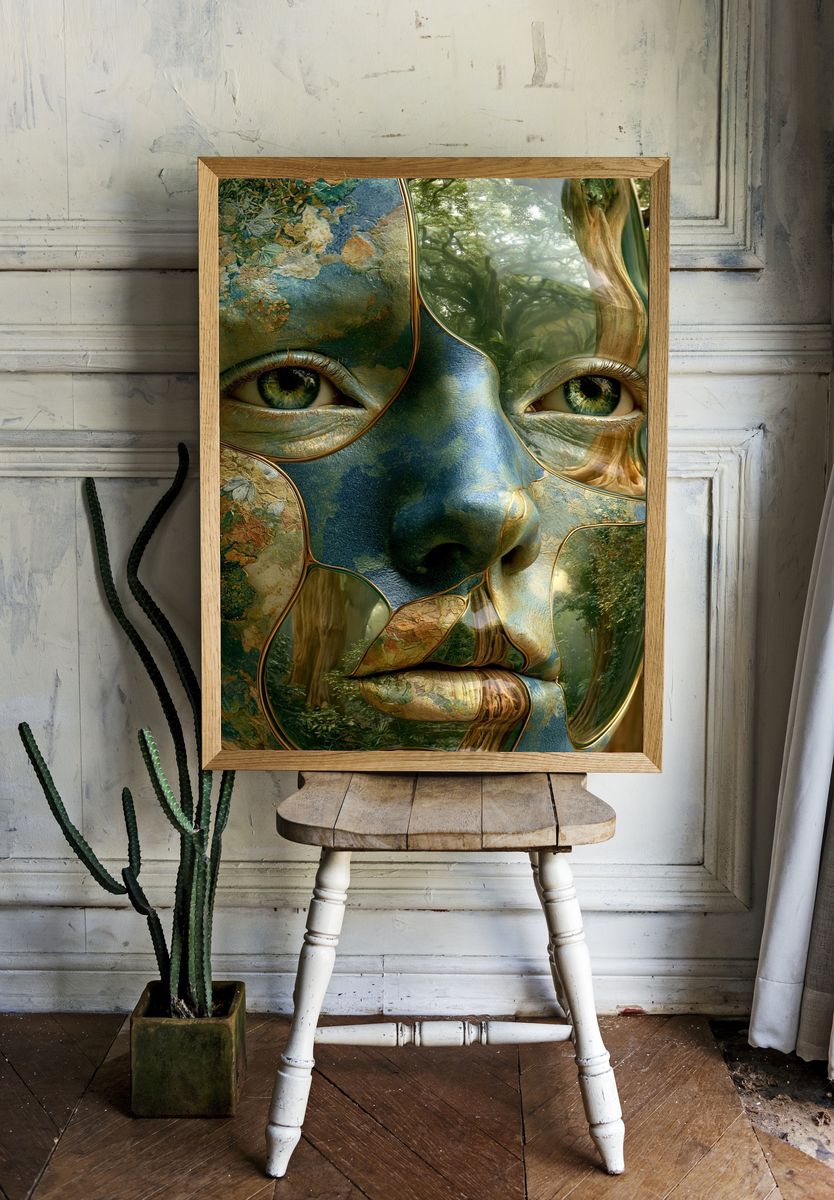 Forest Spirit Portrait Print. — room view 1