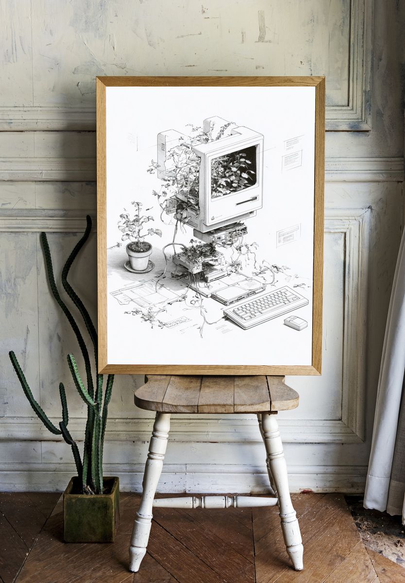 Botanical Computer Surrealism Print. — room view 1