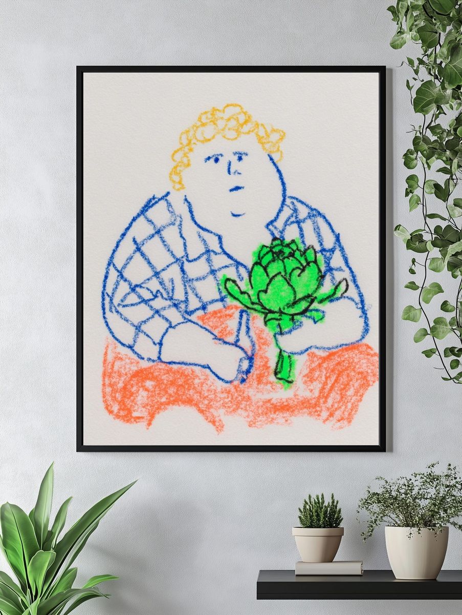 Child Holding Artichoke Illustration Poster. — room view 4