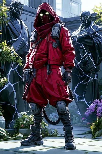 Masked Red Hood Figure Illustration Poster.