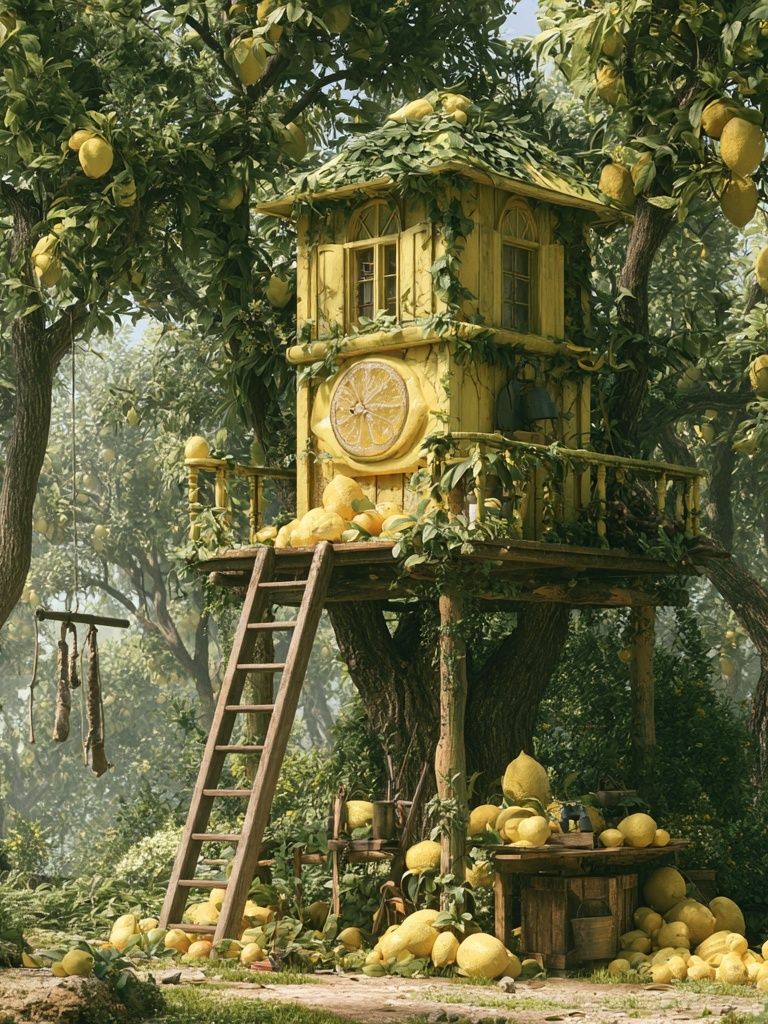 Lemon Treehouse Fantasy Print. poster detail