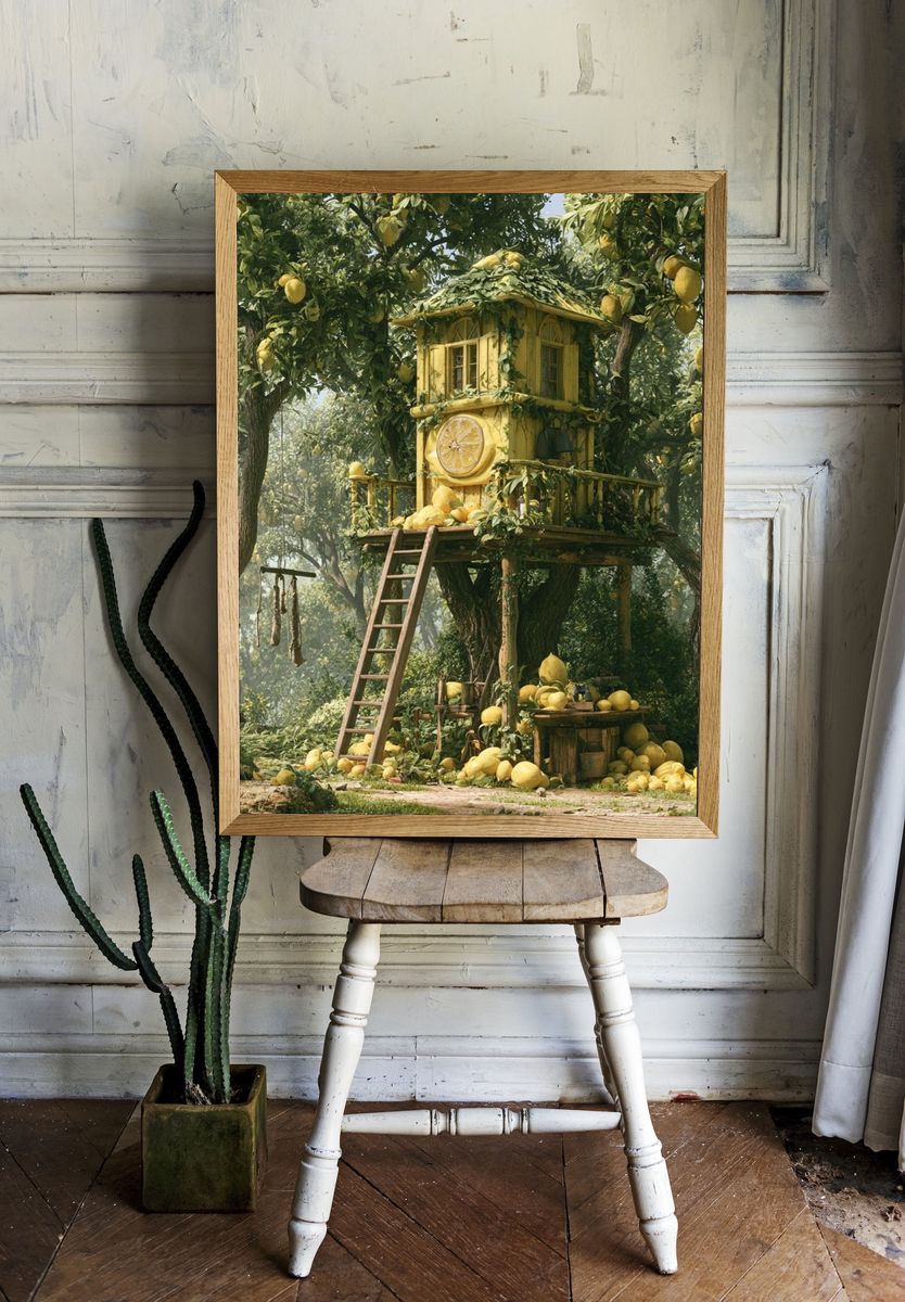 Lemon Treehouse Fantasy Print. room preview
