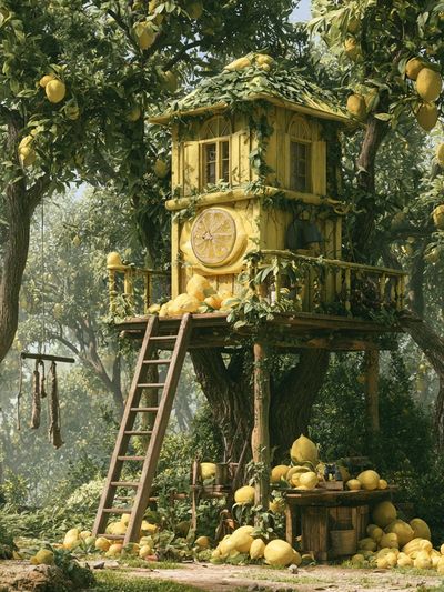 Lemon Treehouse Fantasy Print. poster