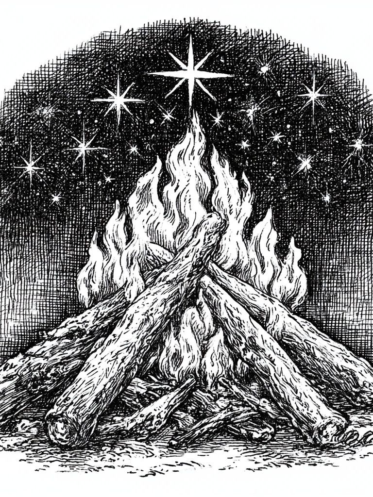 Celestial Campfire Ink Print. poster — illustration art
