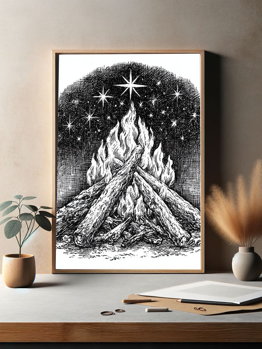 Celestial Campfire Ink Print. — room view 2