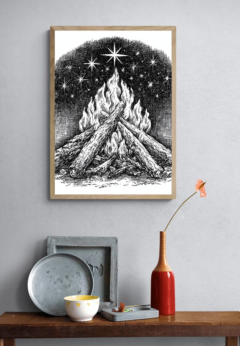 Celestial Campfire Ink Print. — room view 3