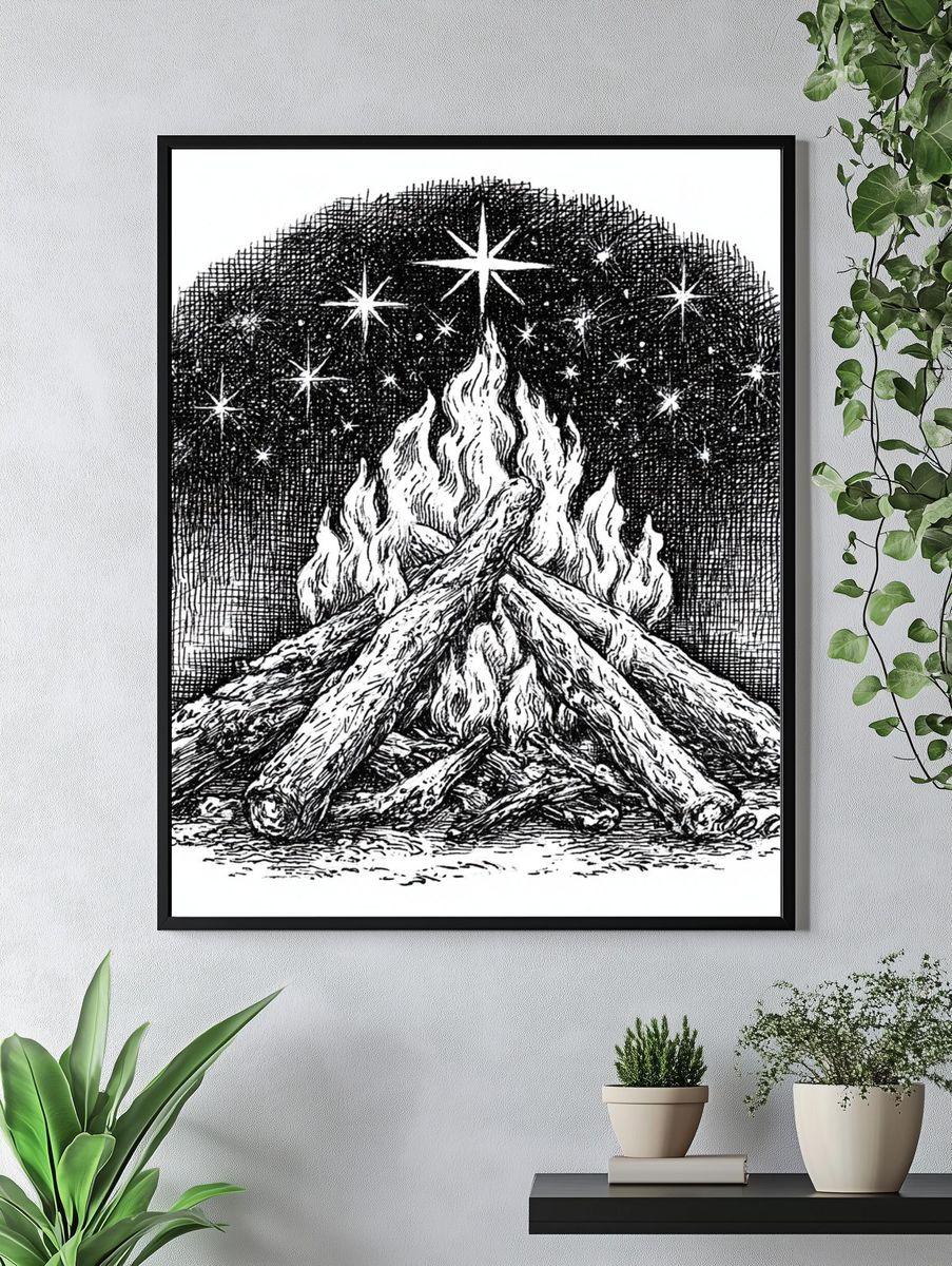Celestial Campfire Ink Print. — room view 4