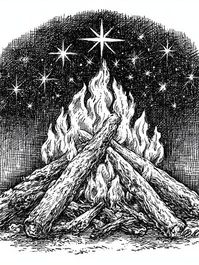 Celestial Campfire Ink Print. poster