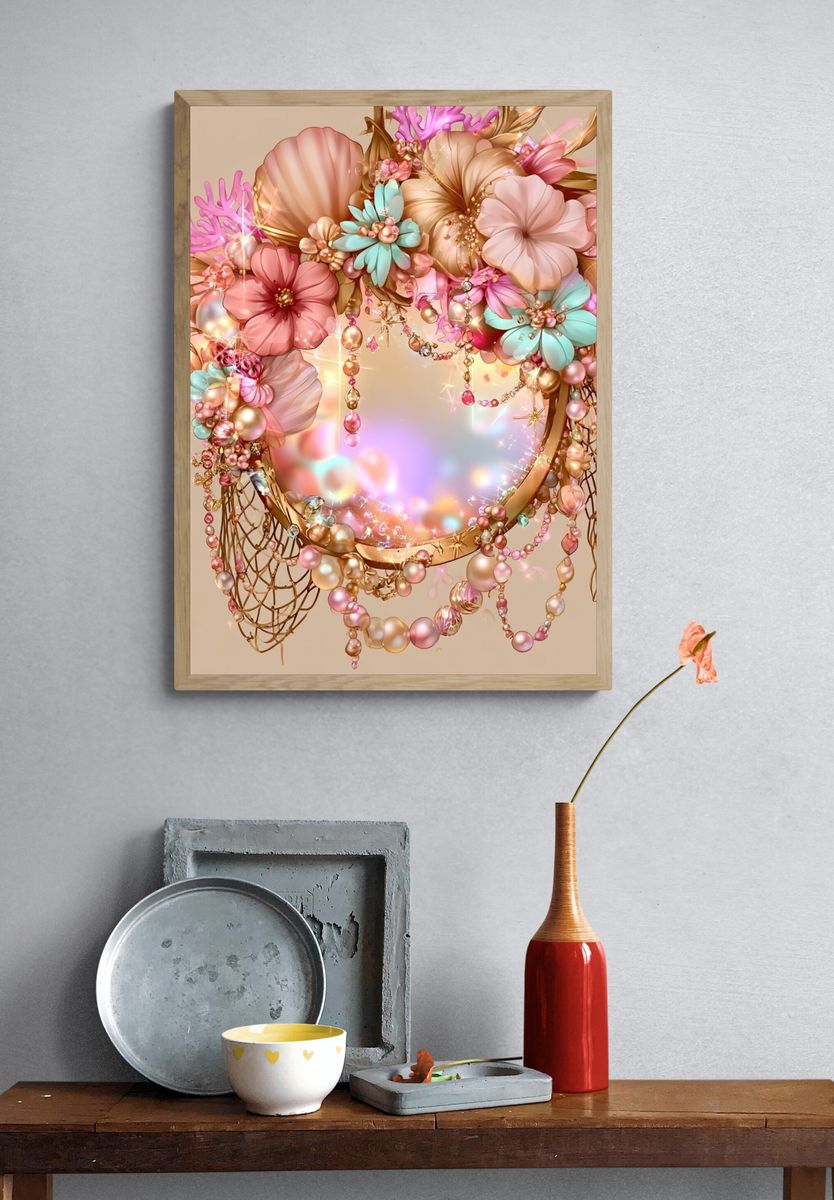 Pastel Floral Dreamscape Poster. — room view 3