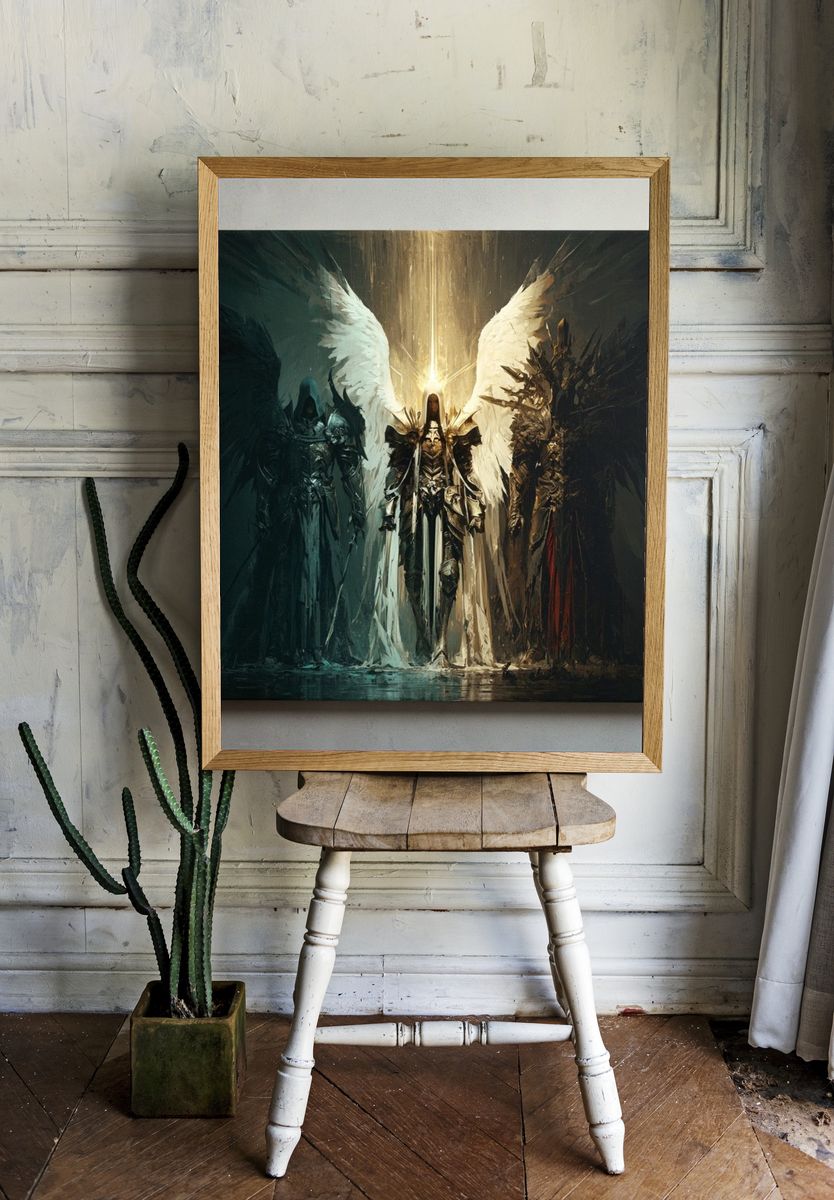 Winged Guardians Fantasy Print. room preview