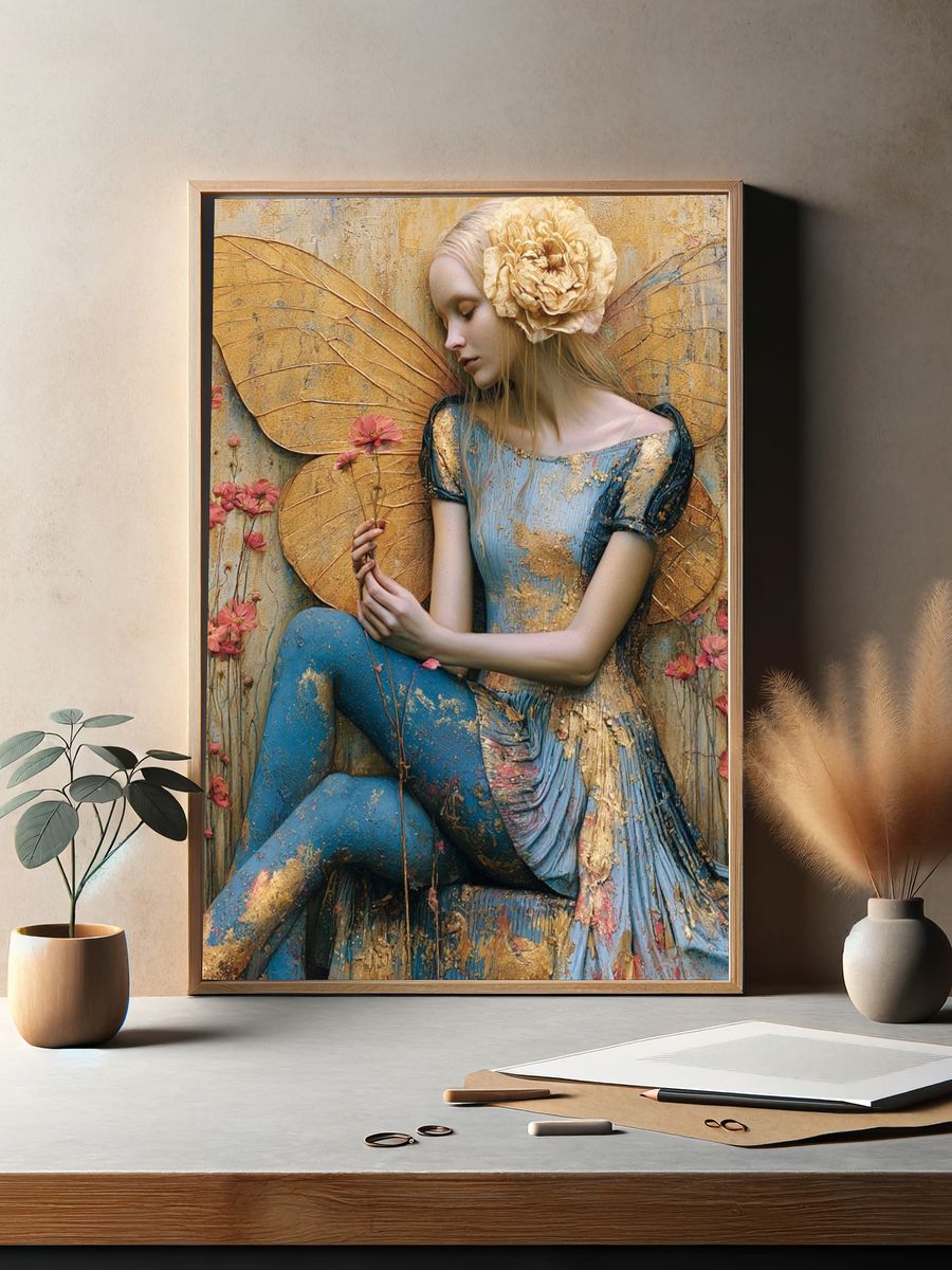 Golden Fairy Portrait Print. — room view 2