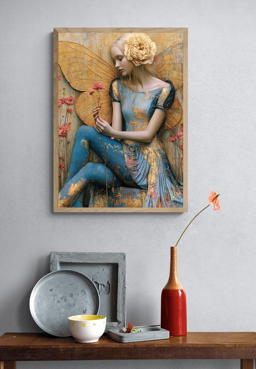 Golden Fairy Portrait Print. — room view 3