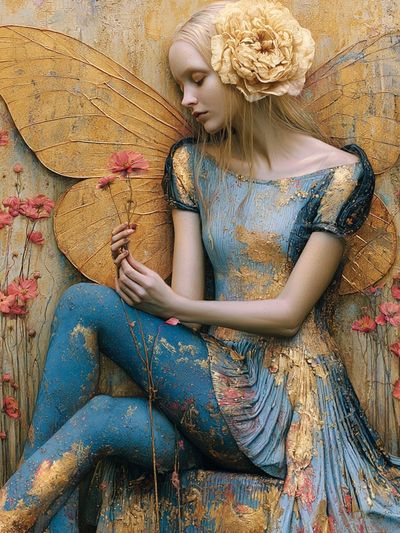 Golden Fairy Portrait Print.