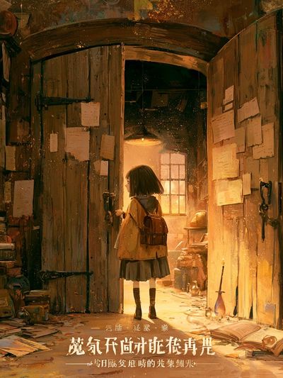Cozy Library Girl Illustration Poster.
