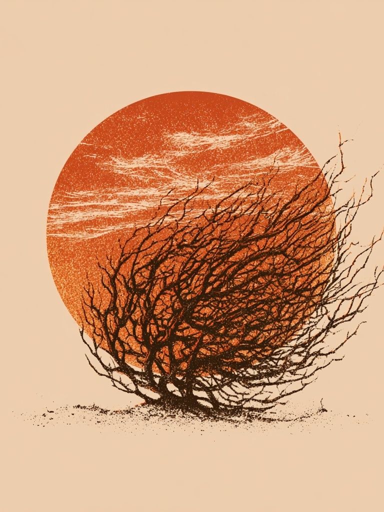 Desert Sun and Branches Print. poster detail