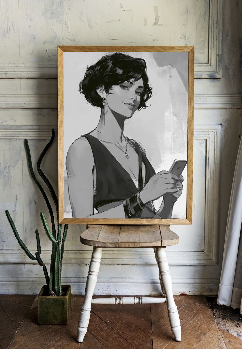 Elegant Woman Portrait Print. room preview