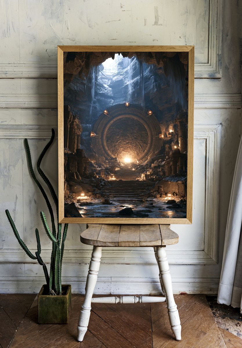 Ancient Cave Portal Fantasy Print. room preview