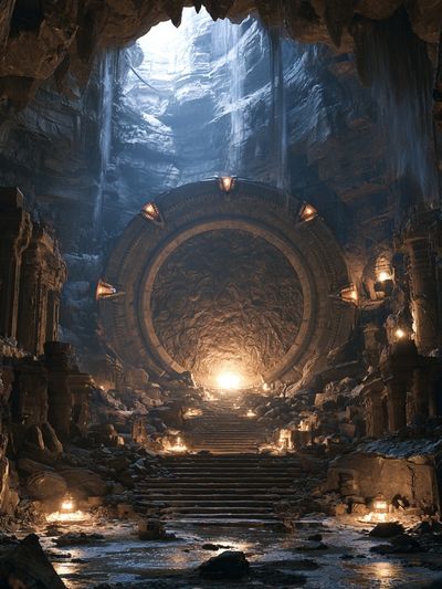 Ancient Cave Portal Fantasy Print.