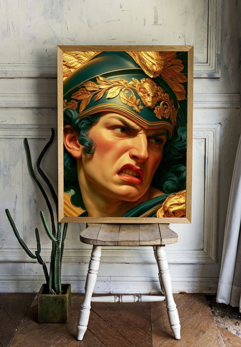 Roman Warrior Portrait Print. room preview