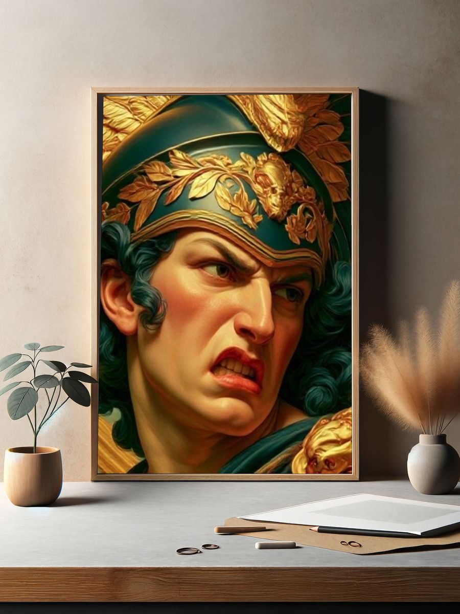 Roman Warrior Portrait Print. — room view 2