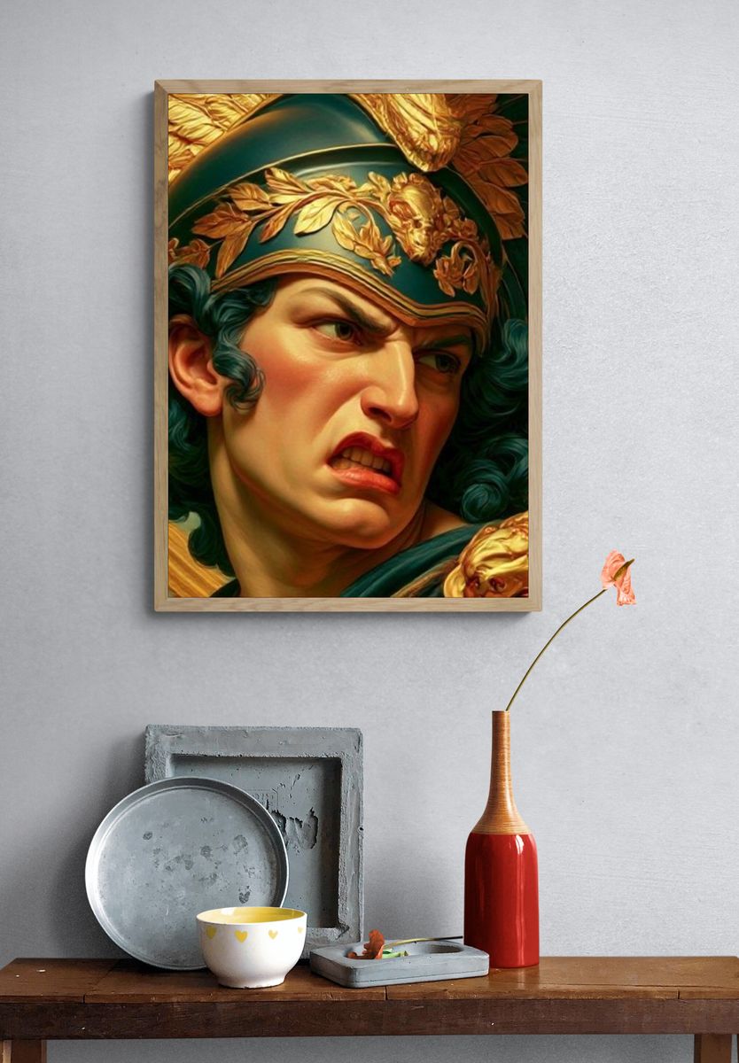 Roman Warrior Portrait Print. — room view 3