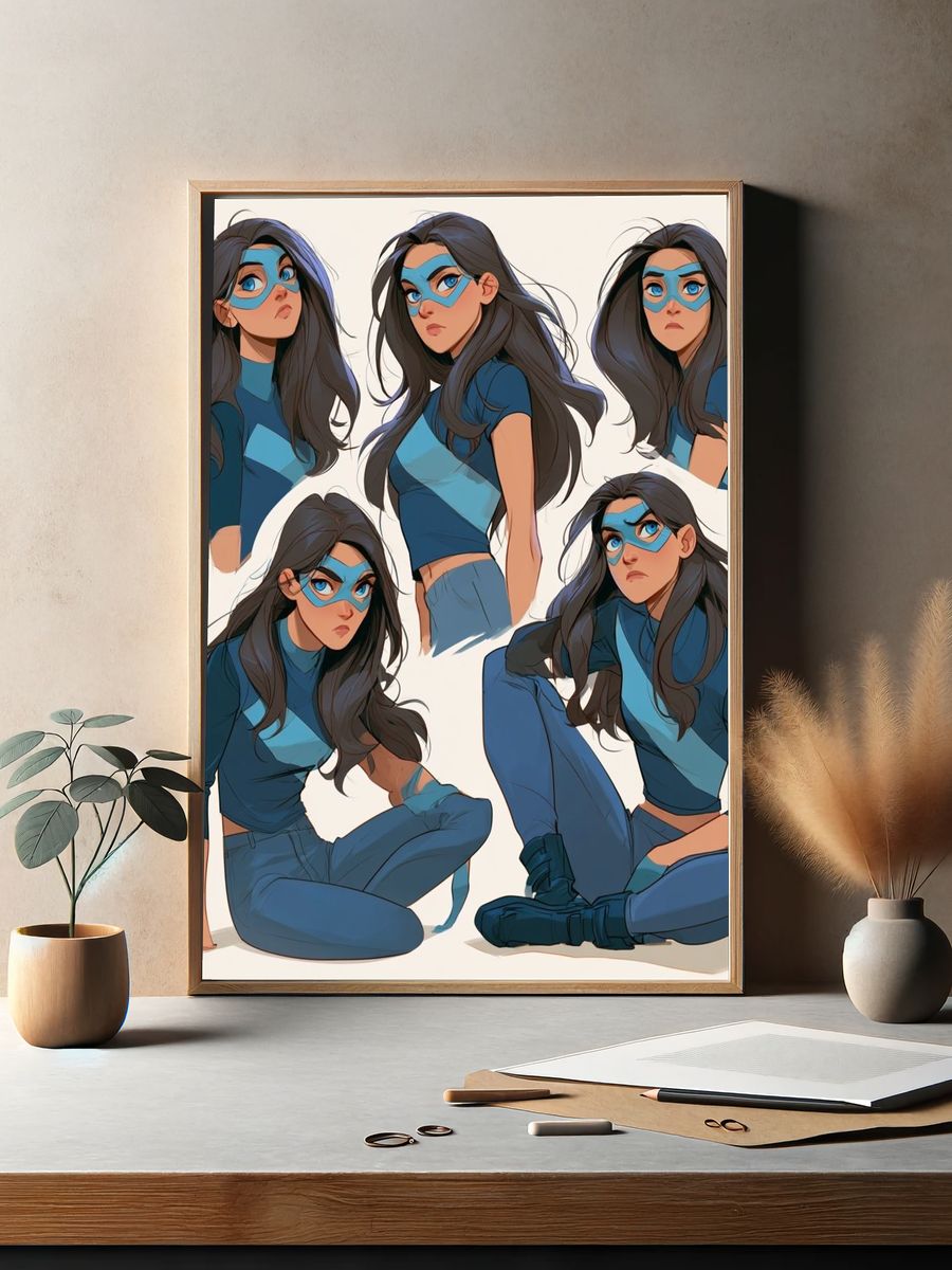 Masked Heroine Character Study Poster. — room view 2