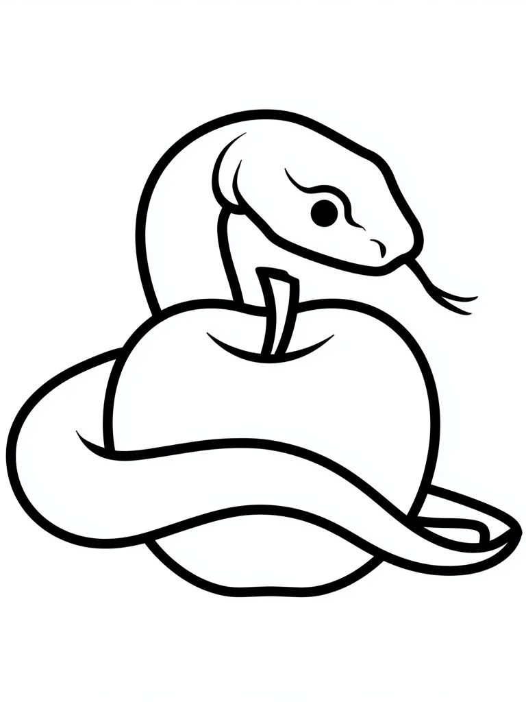 Snake and Apple Line Art Poster. poster detail