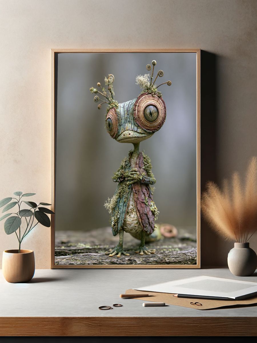Whimsical Forest Creature Illustration Print. — room view 2