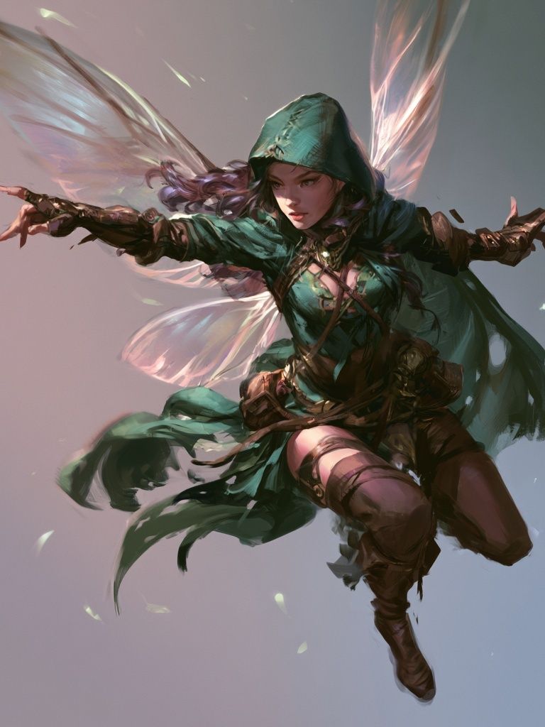 Winged Hooded Warrior Fantasy Print. poster detail