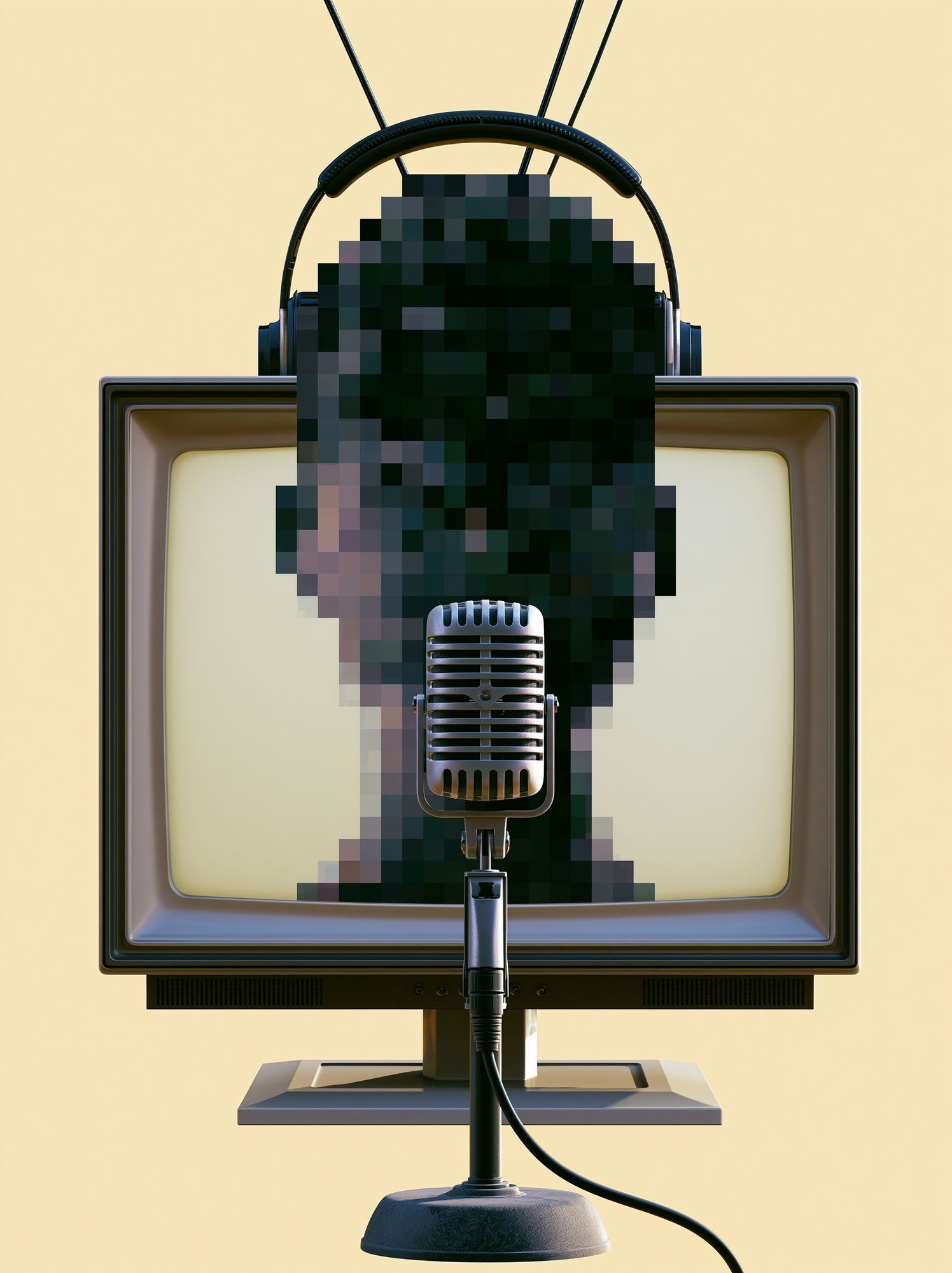 Retro TV Microphone Illustration Poster. poster detail