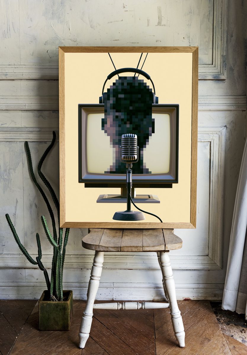 Retro TV Microphone Illustration Poster. room preview