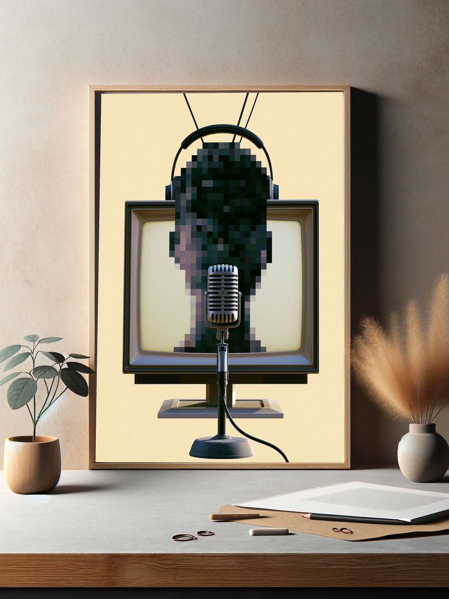 Retro TV Microphone Illustration Poster. — room view 2