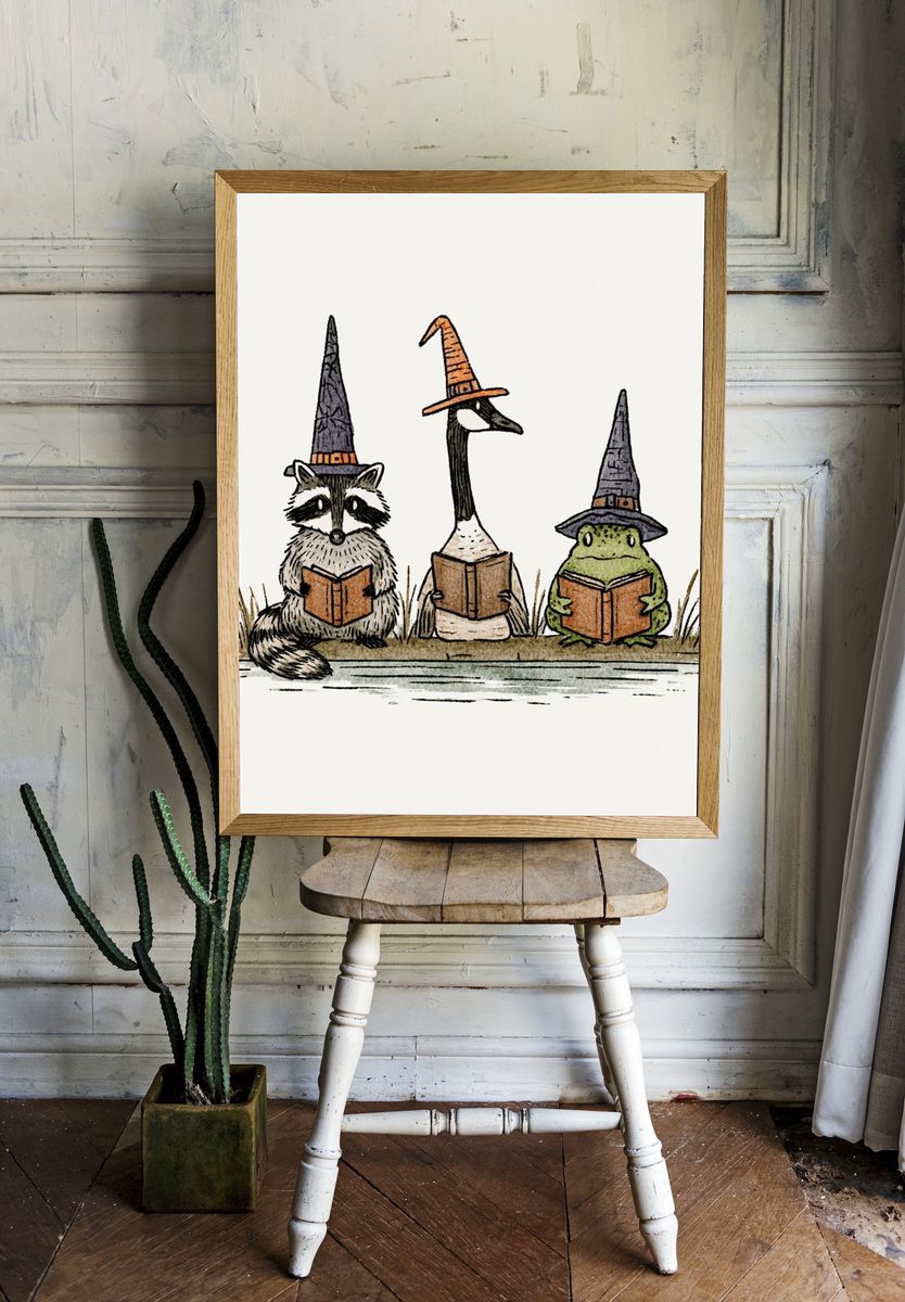 Wizard Animals Illustration Poster. room preview